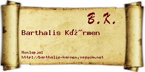 Barthalis Kármen névjegykártya